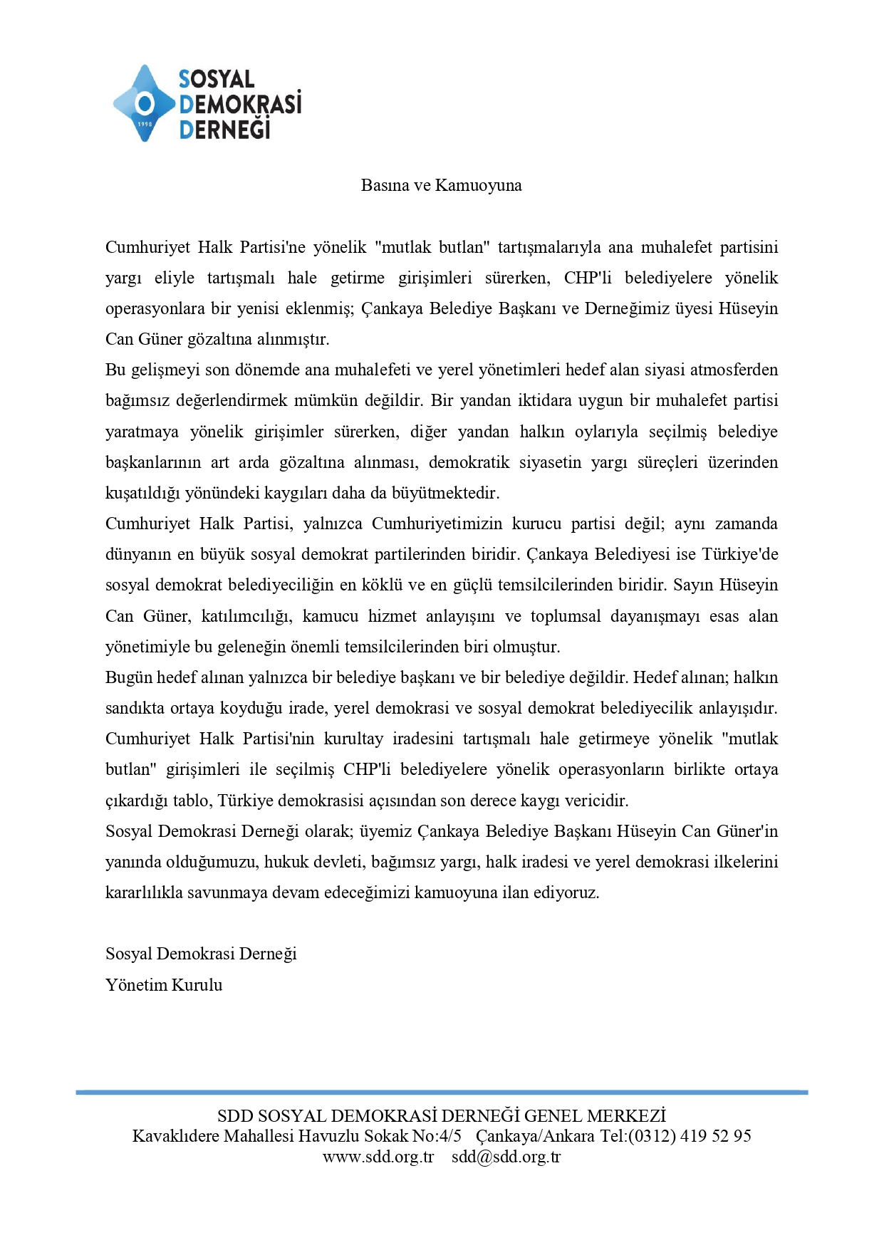 BASINA VE KAMUOYUNA